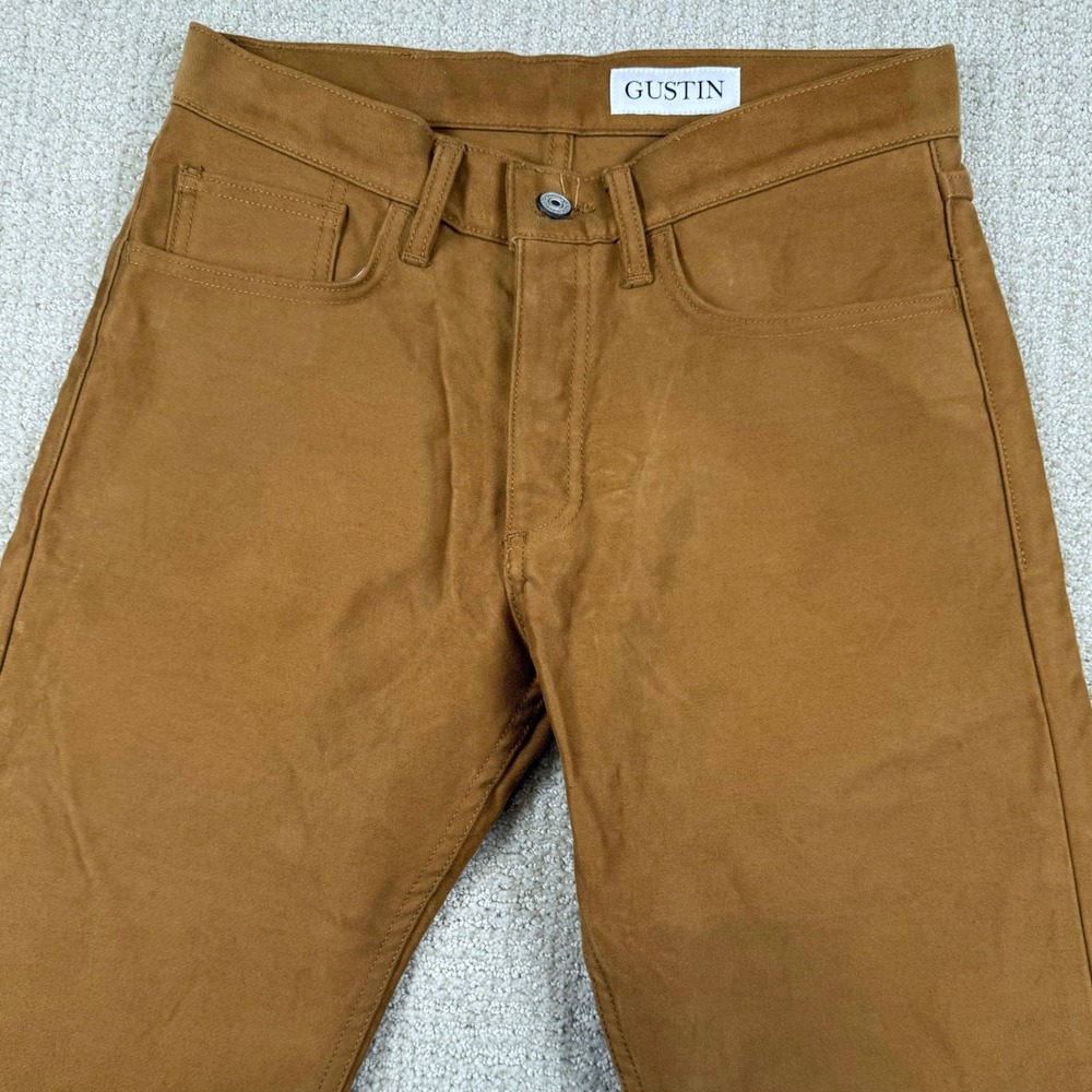 Gustin Mens 32 (Actual 30x34) Brown Straight Fit Canvas Khaki Button Fly Pants
